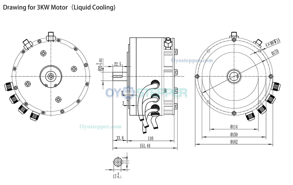 3KW 48V/ 72V Brushless DC Motor BLDC Motor for Electric Car, Motorcycle & Mountain Bike